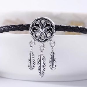 Silver Pandora Inspired Dream Catcher Charm + Cord